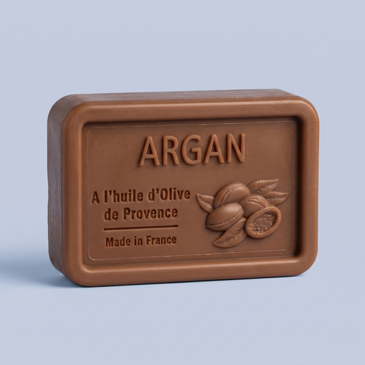 Savon solide artisanal à l'huile d'argan et huile d'olive bio de Provence