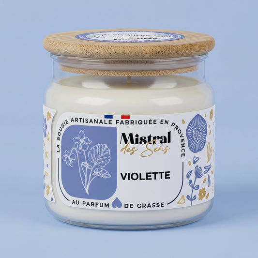 Bougie artisanale à la violette Mistral des Sens