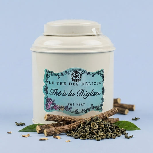 Thé à la Réglisse – Thé Vert, Pétales de Carthame – boîte 100g
