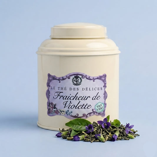 Thé Fraîcheur de Violette – Thé Vert, Pétales de Violette – douceur florale - boite 100g