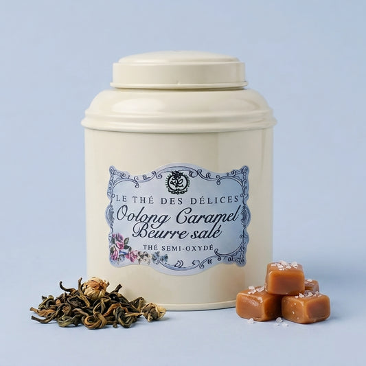 boite de thé oolong caramel,  delices lamarque