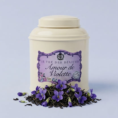 boite de thé à la violette, thé noir
