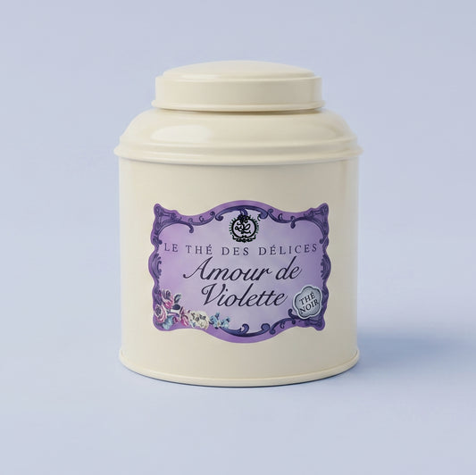 boite de thé à la violette, thé noir, delices lamarque