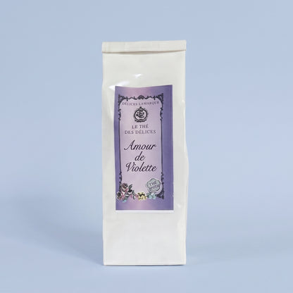 The amour de violette – thé noir d'exception au parfum de violette – sachet 100g