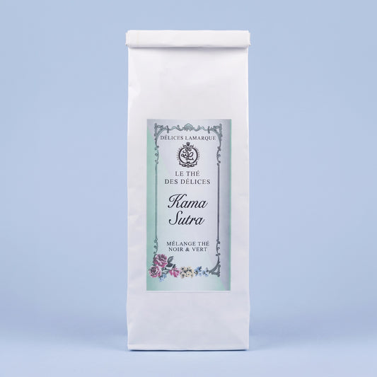 The kama sutra – mélange thé noir et vert aux épices et fleurs – sachet 100g